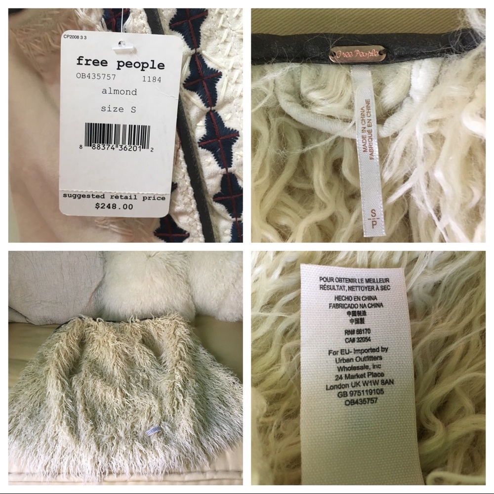 Free People Boho Embroidered Vest Small  New! - Picture 8 of 8